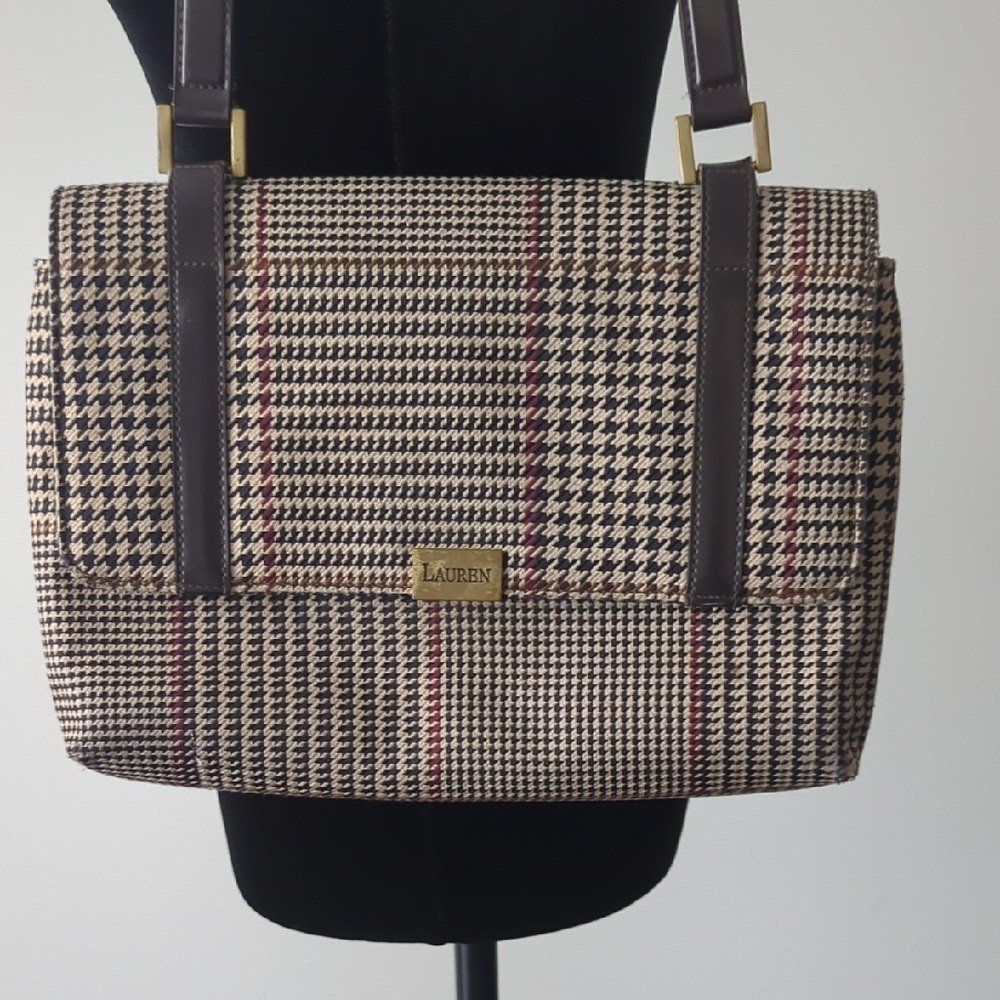 Vintage LAUREN by Ralph Lauren Houndstooth Purse - Picture 2 of 14
